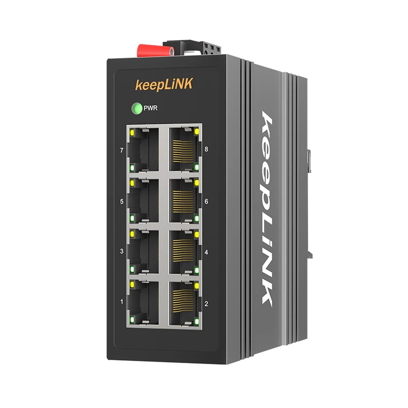 KeepLiNK 산업용 8포트 기가비트 이더넷 스위치 비관리형 플러그 앤 플레이 10/100/1000BASE-T 알루미늄 하우징 IP40