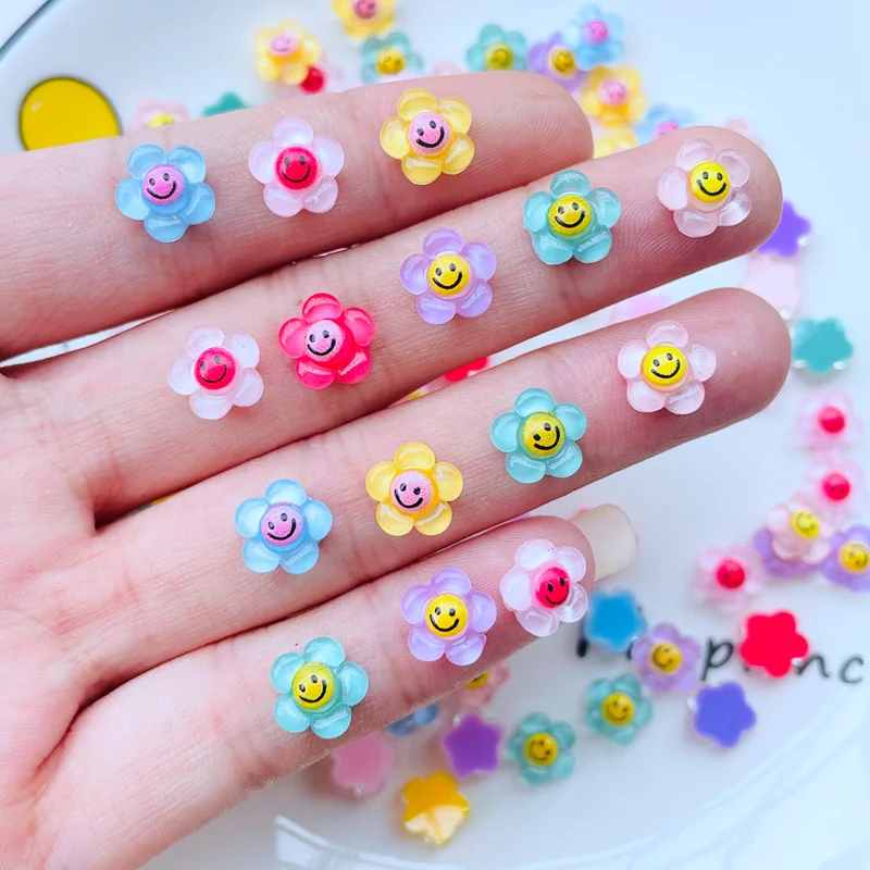 

50Pcs New 9mm Cute Mixed Mini Flower Flat Back Resin Cabochons Scrapbooking DIY Jewelry Craft Decoration Accessorie J54