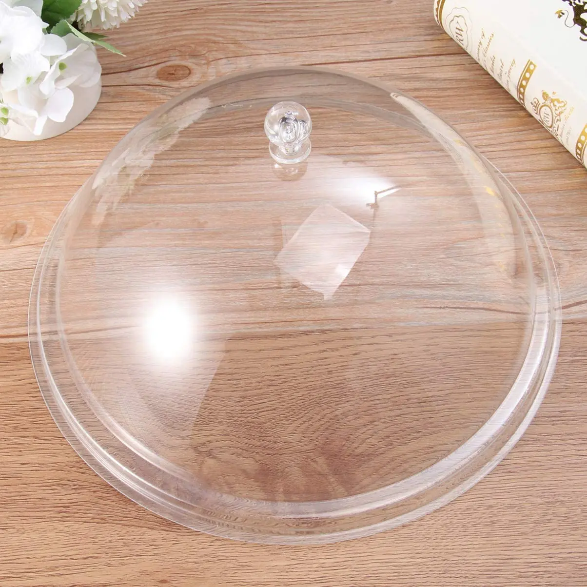Round Food Meal Cover Drop-Resistant Transparent Food Cover Bread and Snack Acrylic Preservation Dust Cover