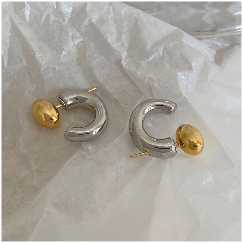 Two-tone Earrings For Women C Irregular Fancy New Styles Cute Trendy Studs Designer Fashion Jewelry Girls's Gifts Party C1288