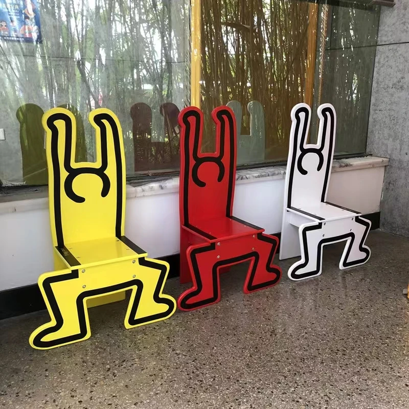 Nordic Creative Humanoid Stool, Backrest Chair, Graffiti Art, Heterotype Chair, Mobile Seat, Fashion Stools, Home Decoration