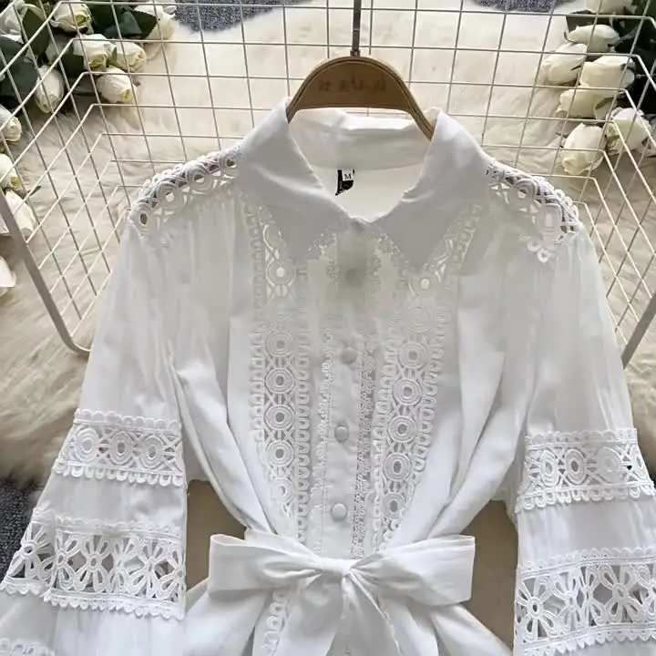 Женская кружевная мини-юбка в стиле пэчворк белая черная пляжная ажурная с