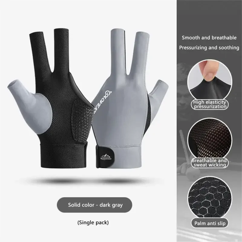 Billiards Glove Left Hand Three Finger Snooker Billiard Glove Non Slip Stickers Elasticity Billiard Training Gloves Accessories