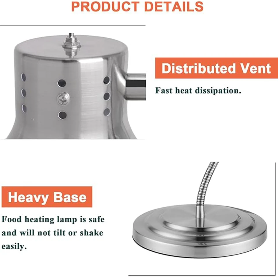 DW1 Food Heat Lamp Commercial Food Warmer Lamp Food Service Restaurant Retractable Heat Lamp Heating Lamp for Food Warming 5