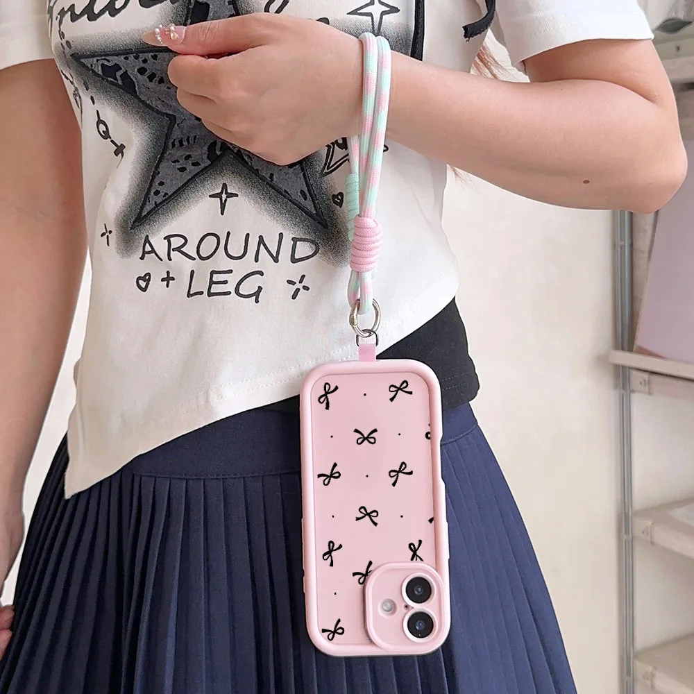 Funny Bowknot Wrist Chain Lanyard Phone Case