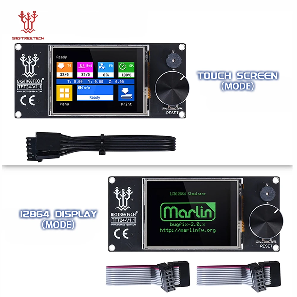 Bigtreetech-smart Touch Screen Controller Painel de Display Lcd para Mks Skr V1.4 Turbo Ender Pro Placa 3d Tft24 V1.1 12864