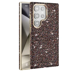 Magnetic Suction Ring Electroplated Anti - Drop Glitter Phone Case - Galaxy S26 (Coffee)