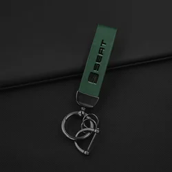 Vintage Leather and Zinc Alloy Car Keychain (Green)