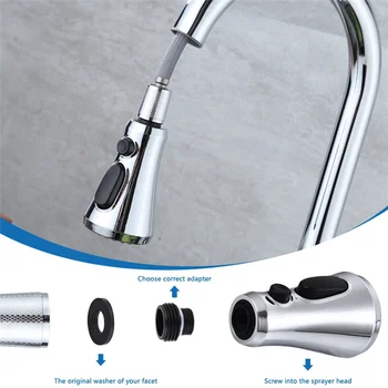 การเปลี่ยนหัวก๊อกน้ําห้องครัว, 3 โหมด (สเปรย์ใบมีด) ดึงลงหัวเครื่องพ่นก๊อกน้ําอ่างล้างจานพร้อมอะแดปเตอร์ 9 อัน 1