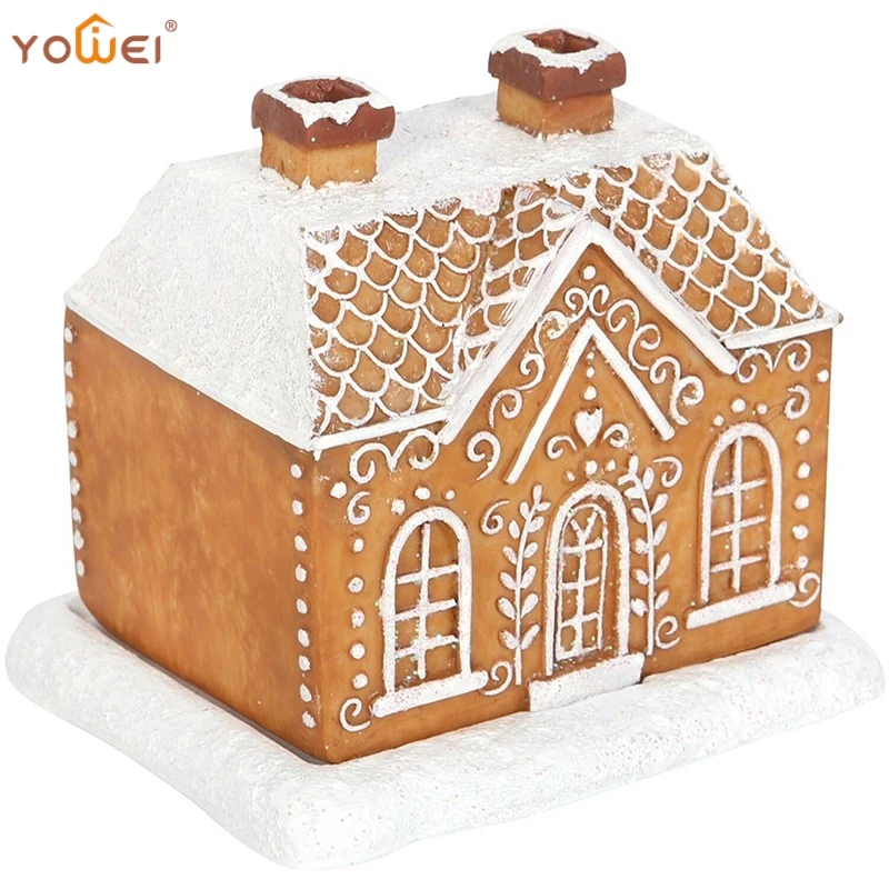 

Resin Village House Log Cabin Incense Burner Gingerbread House Incense Burner Christmas Backflow Incense Holder Decor