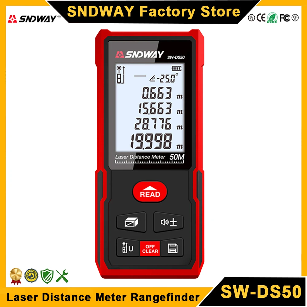 Laser Distance Meter Rangefinder Digital Tape Measure for SNDWAY DS/MS Series