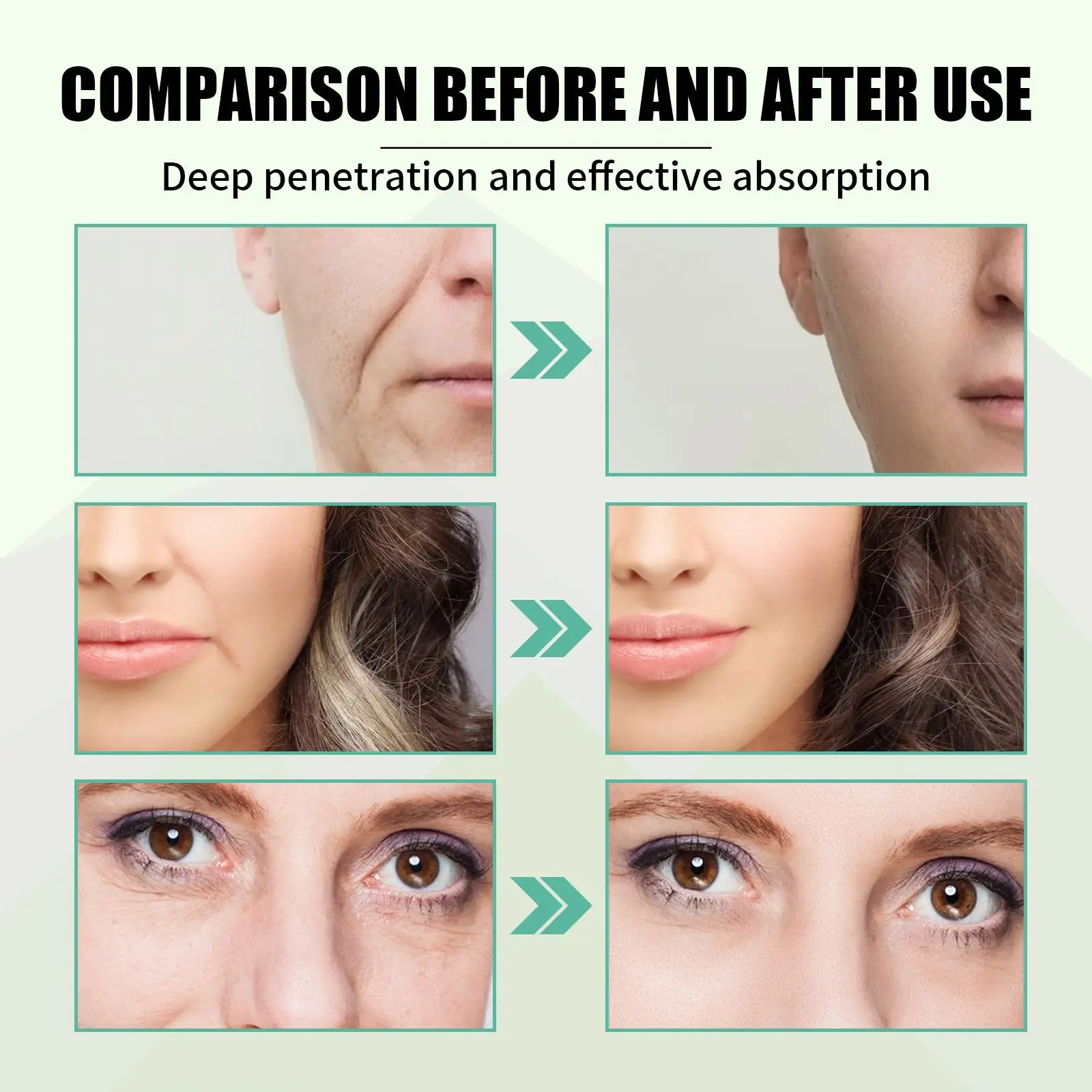 Anti-wrinkle serum: lightens facial wrinkles, fine lines at the corners of the eyes, nasolabial folds, firms, moisturizes and an