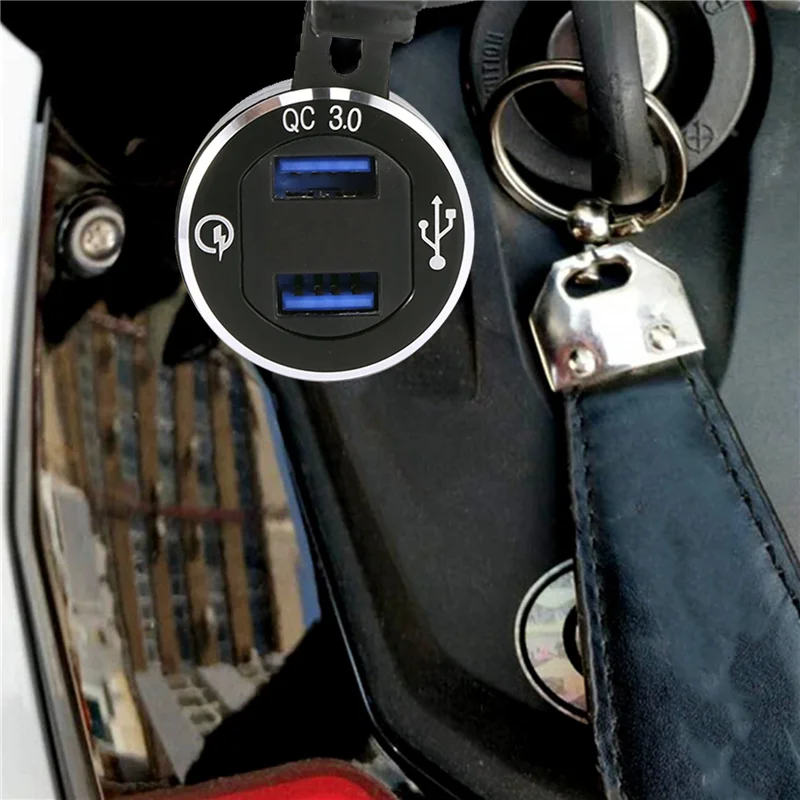 

Быстрое зарядное устройство 3,0 из алюминиевого сплава, двойное Usb-зарядное устройство для мотоцикла, зарядное устройство для зажигалки, вольтметра, разъем Qc3.0 Din