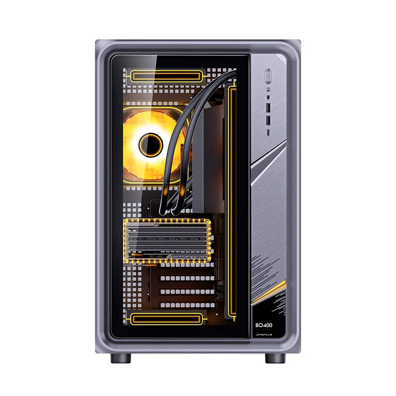 존스보 BO400 ATX 컴퓨터 케이스 알루미늄 시뷰룸 섀시 10개 팬 슬롯 컴퓨터 게임 메인 케이스 백보드 투시형 PC