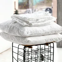 3PCS 100% Washed Linen Sheet Set, Natural Flax Bed Sheets 2 Pillowcases, Breatherable Soft Farmhouse Bedding Bedsheet Flat Sheet 4
