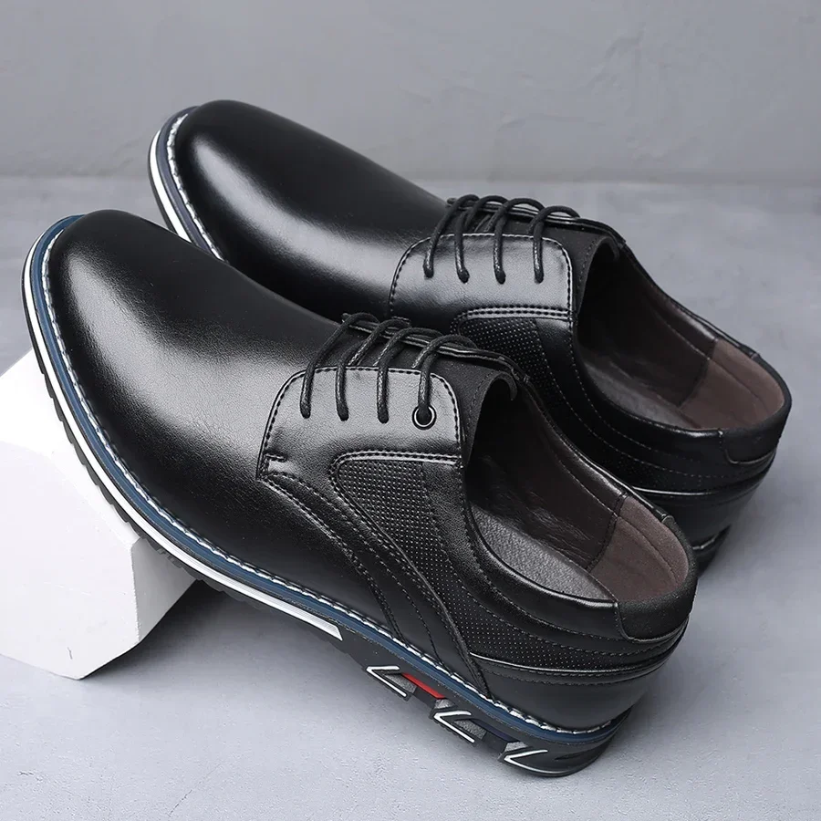 Retro Men Business Leather Shoes Fashion Casual Shoes for Men Office Brown Knight Loafers Elegant Breathable Men's Leather Shoes 5