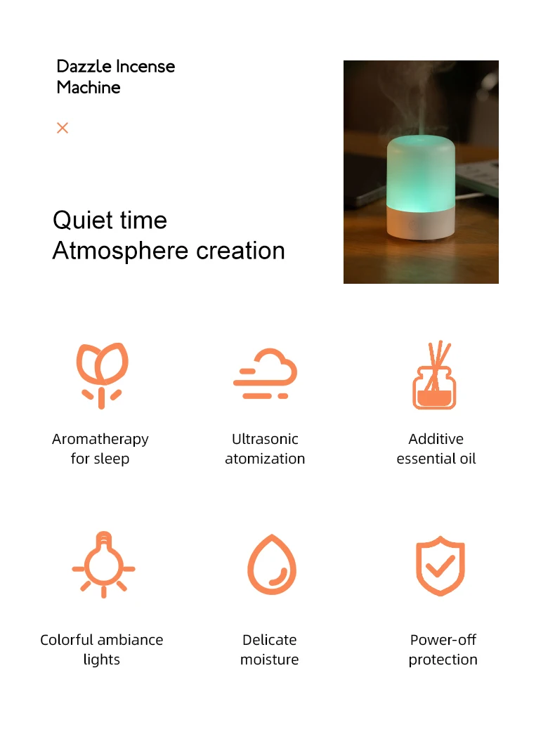 Description Picture 3 of item120ML USB Humidifier Purifier Mini Aroma Essential Oil Diffuser for Home Car Mute Mist Maker Diffuser with LED Color Lamp