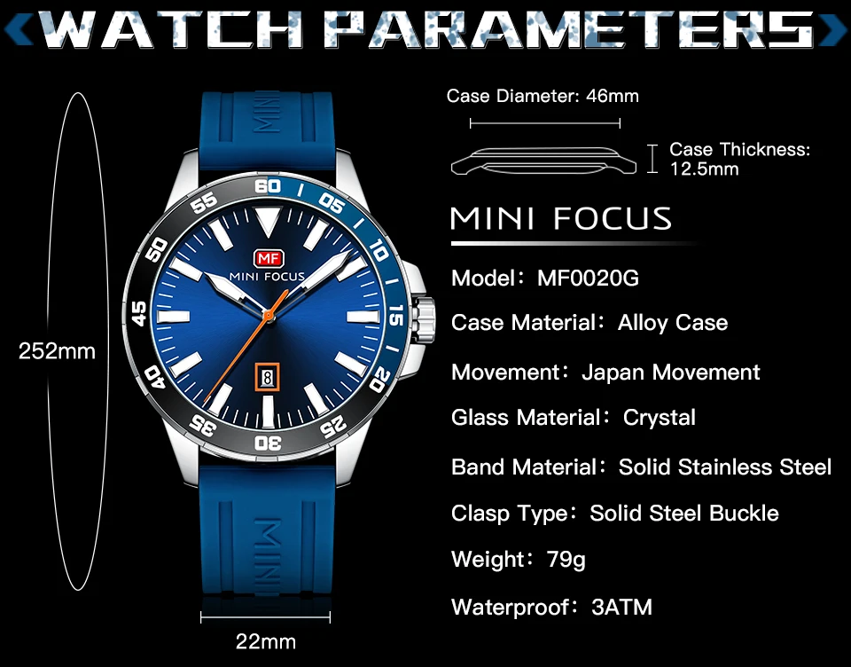 MINI FOCUS Quartz Watch for Men Waterproof_voghion.com