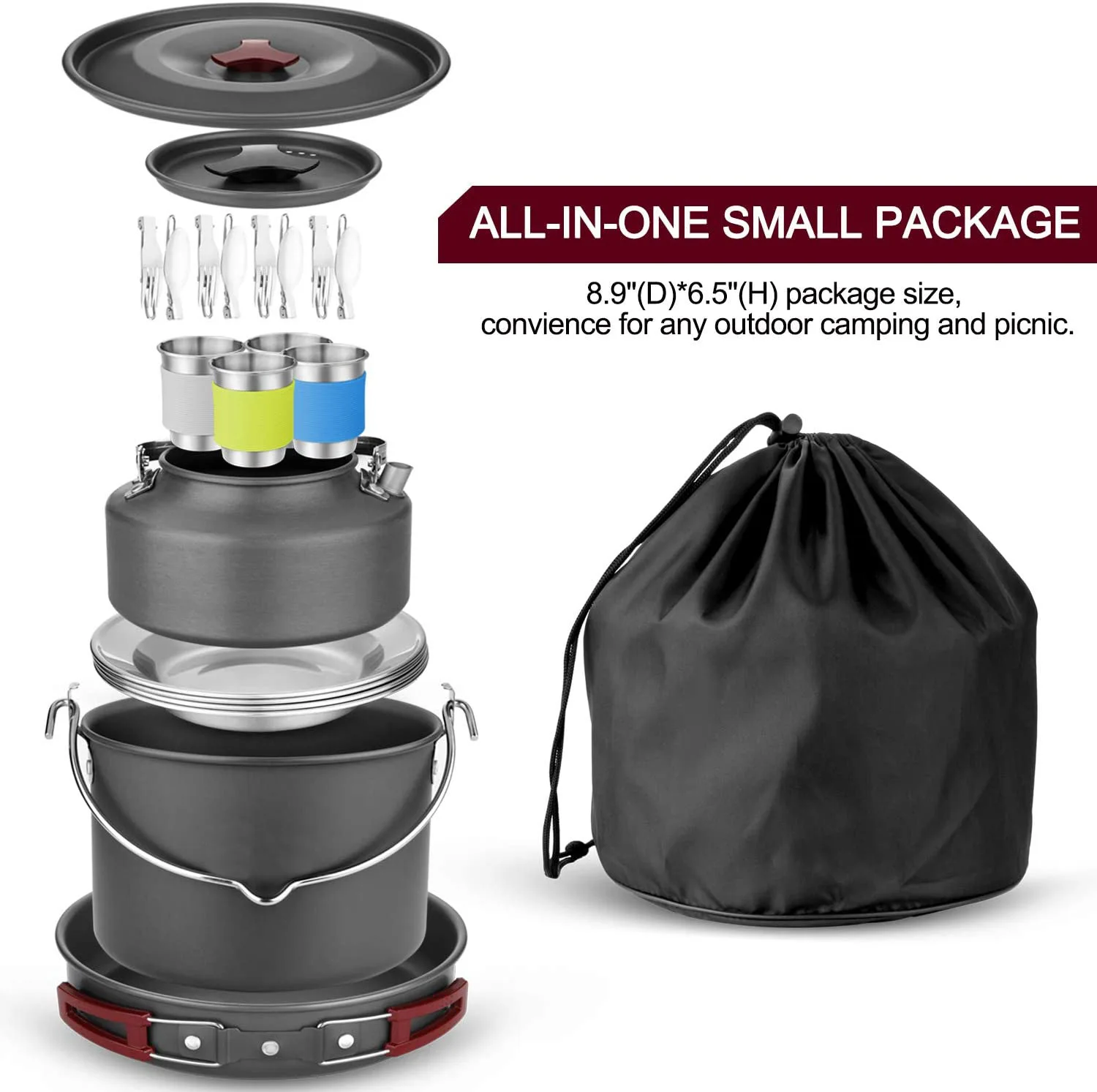 Odoland 4L Camping Kettle Set with 4 Cups Durable Stainless Steel Camp Tea  Coffee Water Pot with 4 Mugs for Hiking Backpacking Outdoor Camping and  Picnic Carrying Bag Included