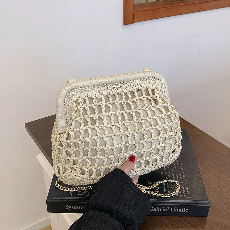 Straw Weaving Hollow Out Fashion Women's Shoulder Bags Niche Design Casual Versatile Commute Western Style Handbags