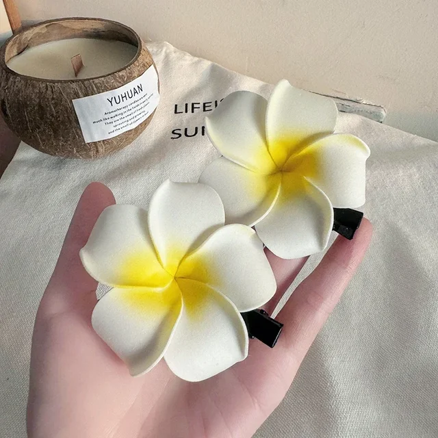 1-10pcs Plumeria Flower Hair Clips For Women Hairpins Girls Side Bangs Clips Flower Barrette Hawaiian Party Bag Hat Accessories 4