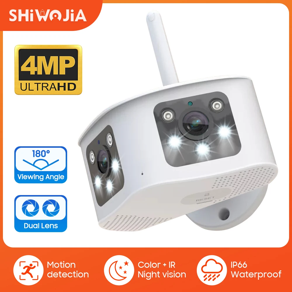 SHIWOJIA IP Camera 180° Ultra Wide Angle Panaramic Camera 4MP DualLens