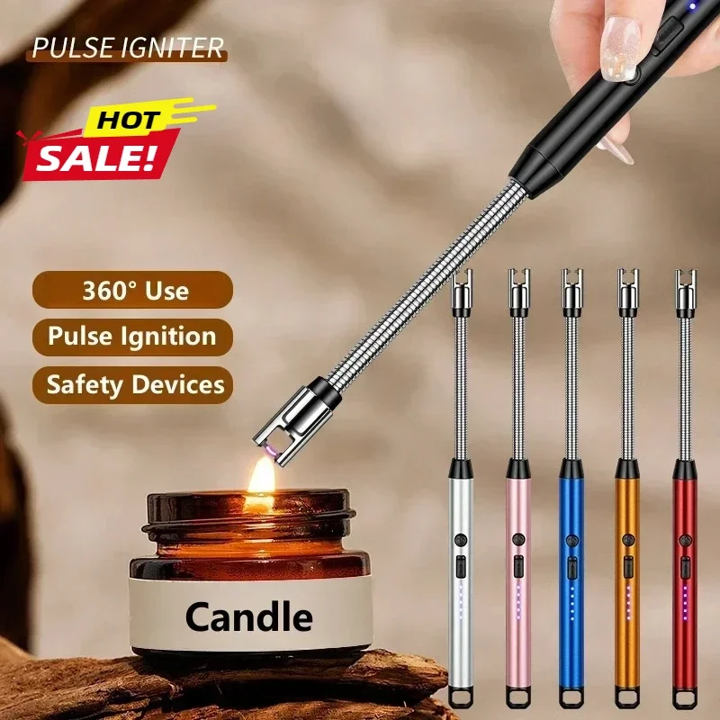 360&deg; Use Long Hose Electric Arc Igniter Electric USB Arc Lighter Home Candle Kitchen Gas Stove Pulse Plasma Windproof Flameless Safety Ignition Gun