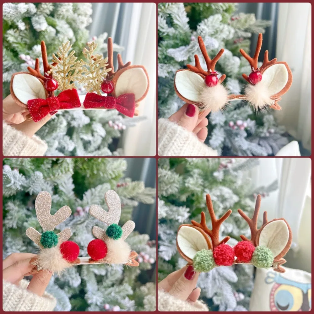 

3 pair Creative Christmas Hairpin New Antler Hair Accessories Cute Antlers Xmas Headwear Elk Clips Christmas Decor