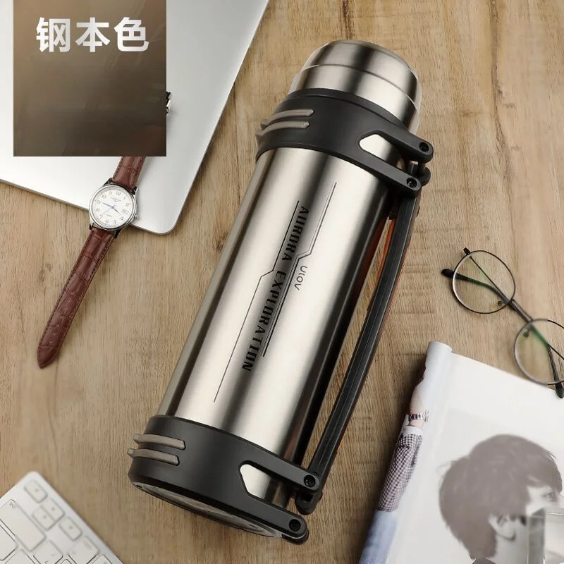 1.6L-3L Large Thermos Flask for Travel,Stainless Steel Vacuum Flask,Camping  & Hiking Flasks with Handle,Large Capacity | Double Lid | Heat