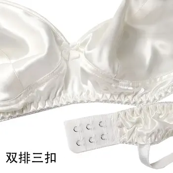100% mulberry silk bra without steel ring and sponge ultra-thin double-sided plain crepe satin breathable silk underwear 3