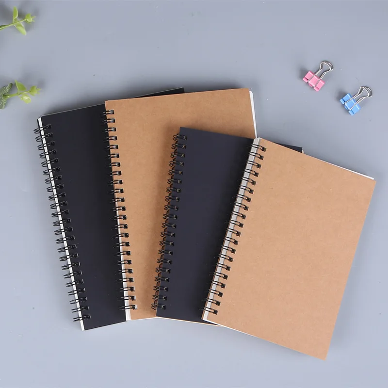 A5 Cowhide Cover Coil Notebook Graffiti Sketchbook leather notebook bullet journal notebook student notebook