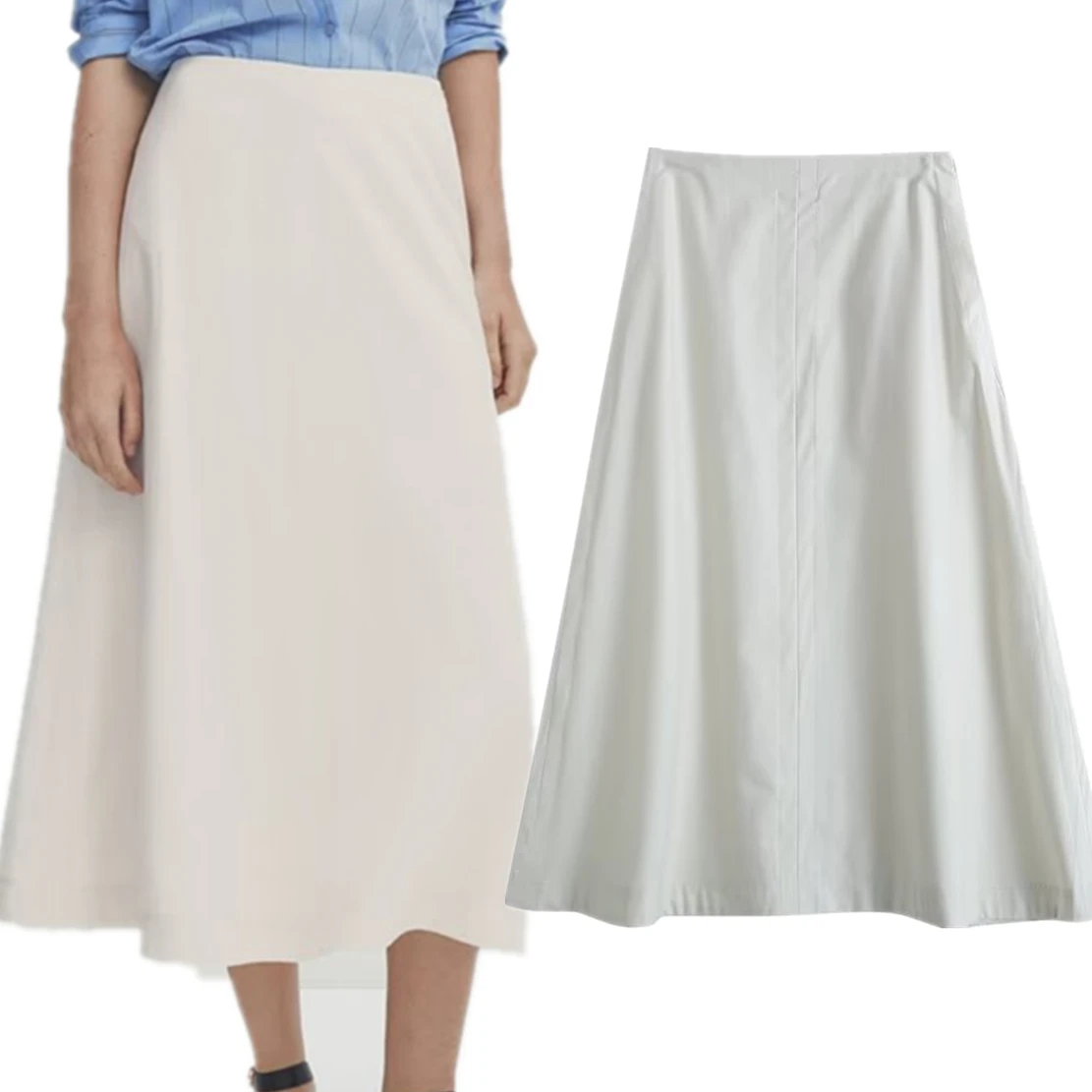 Withered 2023 Autumn New Ladies Office Ladies High Waist Midi Skirt French Elegant White A-Line Skirt Women