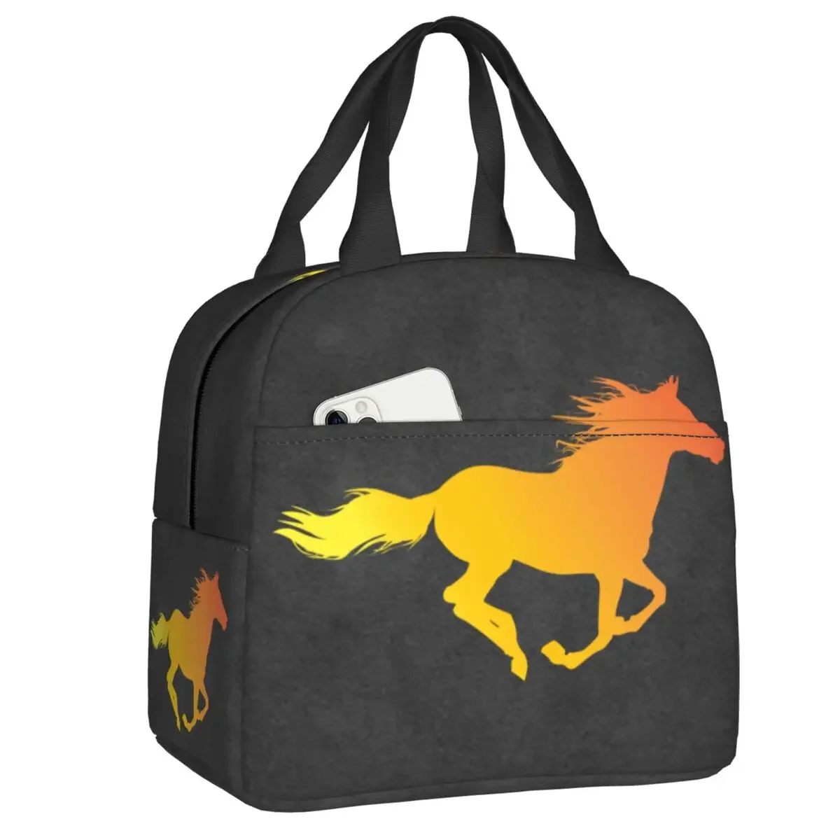 

Horse Running Insulated Lunch Bags for Women Leakproof Equestrian Riding Gift Warm Cooler Thermal Lunch Box Office Work School