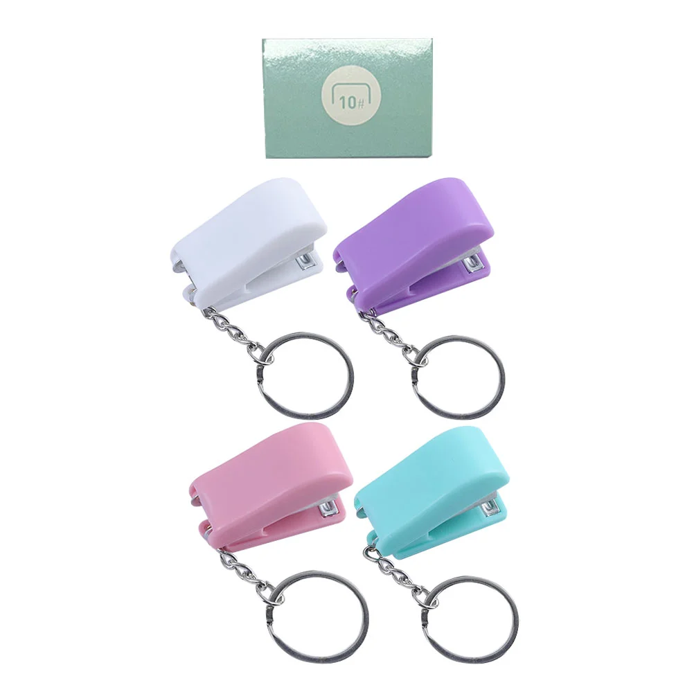 휴대용 미니 스테이플러 스테이플러, 자동차 키 키체인, 스크랩북 펀치 홀, 사무실 소형 스테이플러