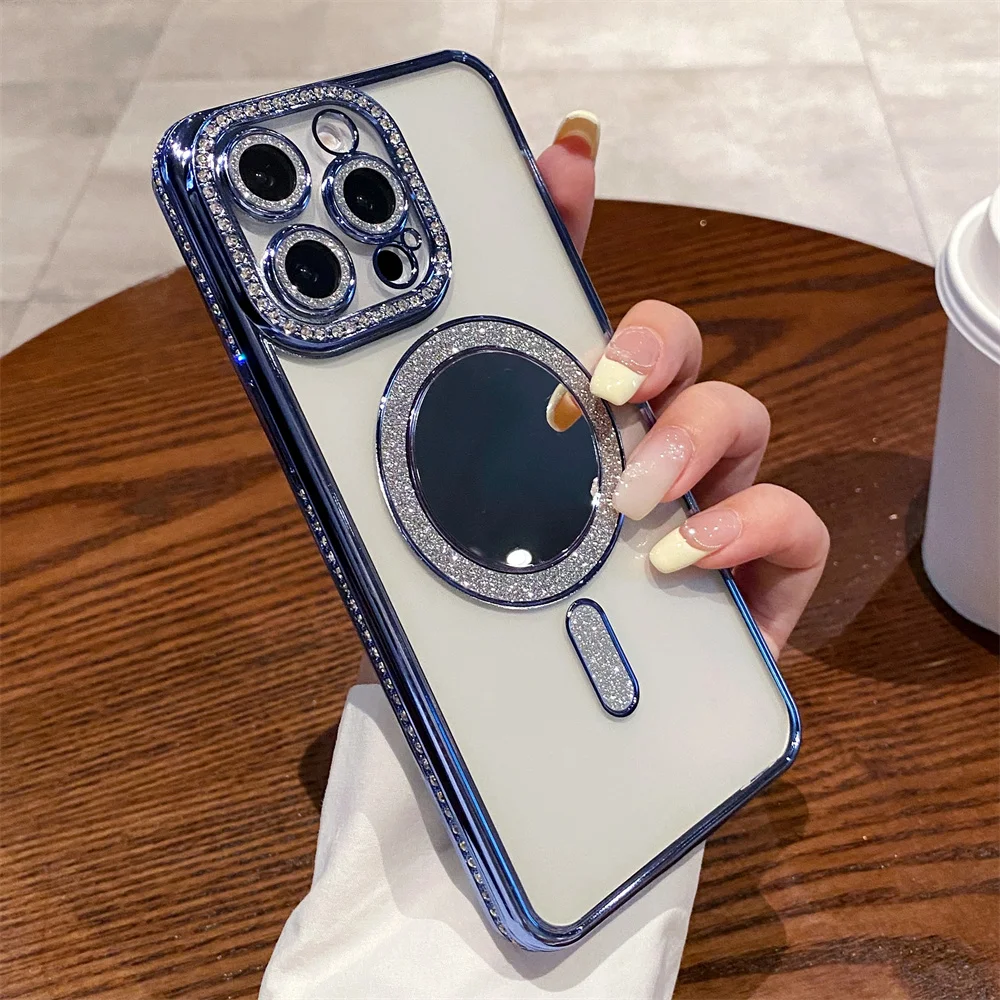 Luxury Magnetic Phone Case With Glitter Stand For Iphone Pro Max_voghion.com