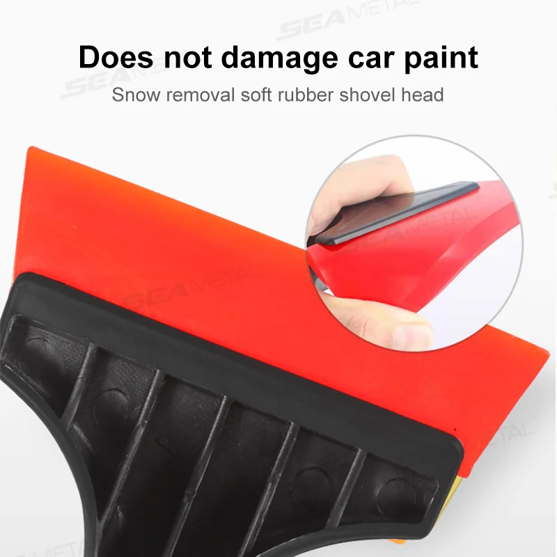 SEAMETAL Car Ice Scraper Windshield Snow Removal Shovel Extra-Long Scratch-Free Ice Breaker Snow Remover Winter Clean Brush
