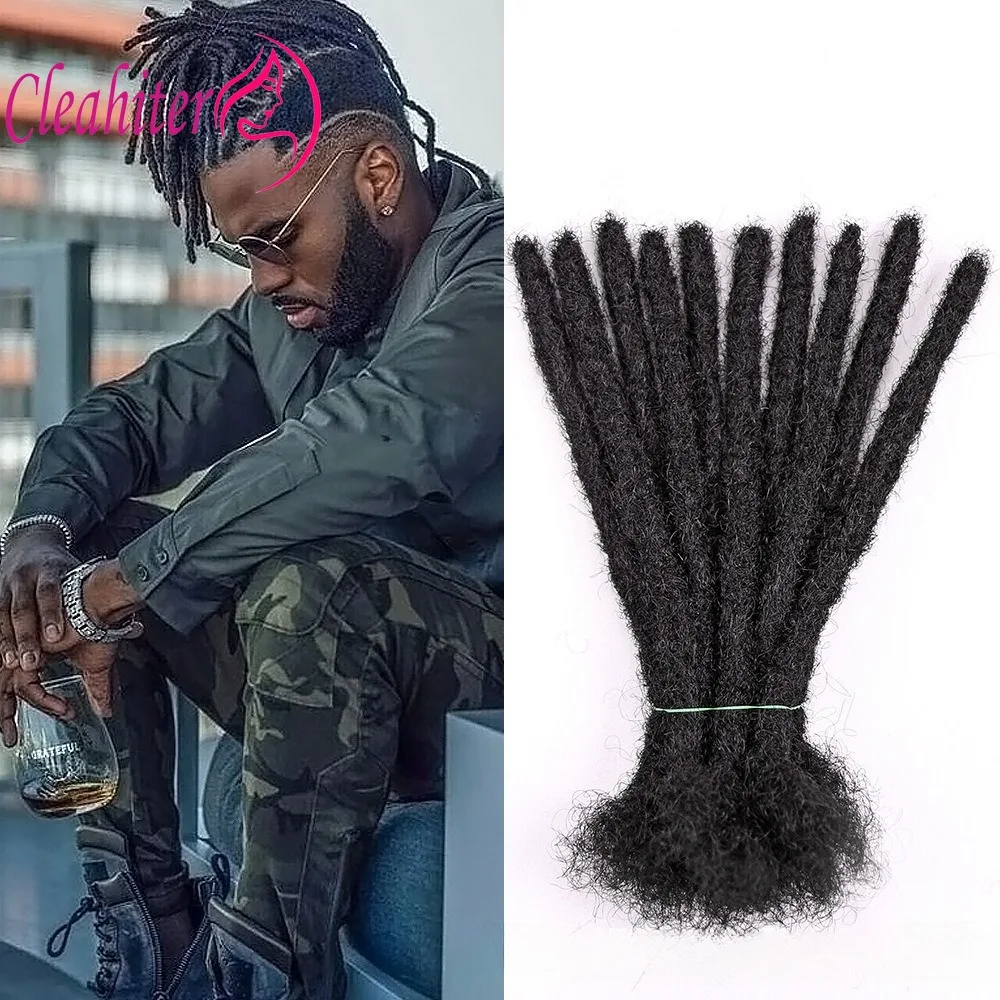 4-30 Inch Human Hair Dreadlock Extensions 10 20 30 40 Locs 0.6 cm Width Handmade Permanent Dreads Extensions For Women/Men