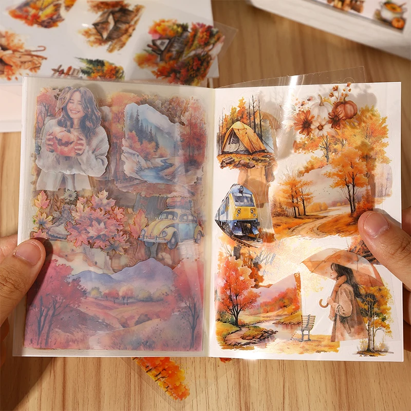 PET Die cut Stickers book Four Seasons Scenery Decorative handmade Scrapbooking Material Diary Album Craft Supplies 20 Sheets decorative stickers