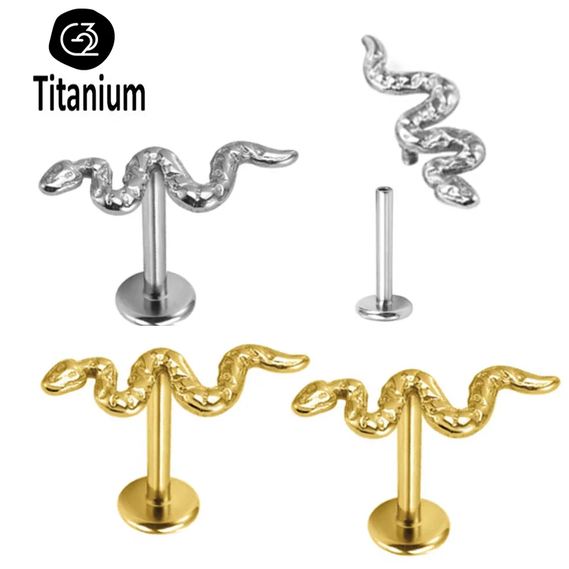 

Lip Stud Lobe Piercing Snake Ear Bar G23 Titanium Internal Thread Labret Earbone Nail Tragus Cartilage Helix Earing Body Jewelry