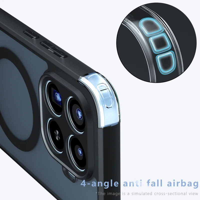 Magnetic Wireless Charging Shockproof Phone Case - Translucent Matte Finish