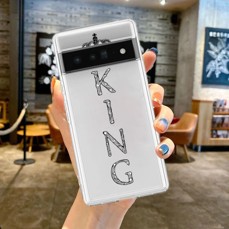 Couple Cartoon Crown King and Queen Soft Phone Case Cover