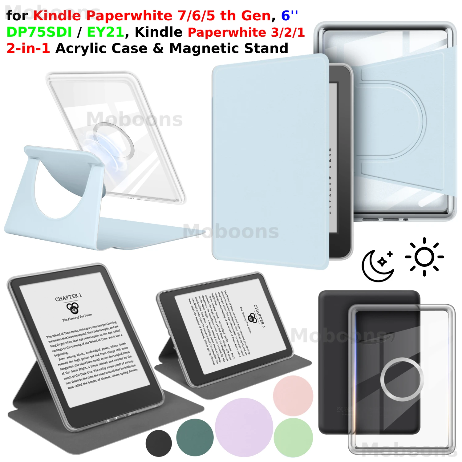MonsDirect Case For Kindle Paperwhite 5th/6th/7th Gen (6-inch 2012-2016) – Slim PU Leather Cover With Hand Strap & Auto Sleep/Wake