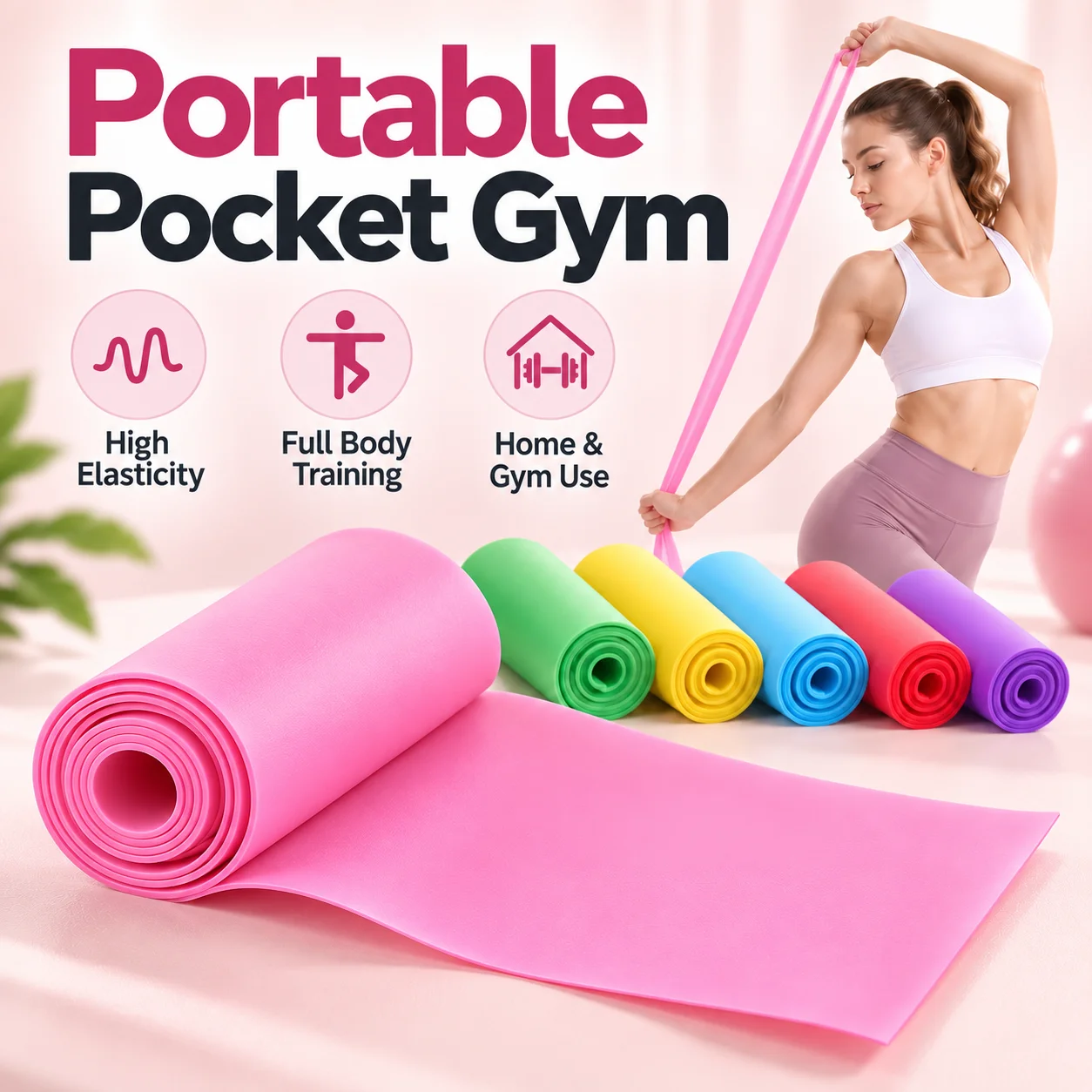 Elastic Yoga Resistance Band for Fitness and Strength Training