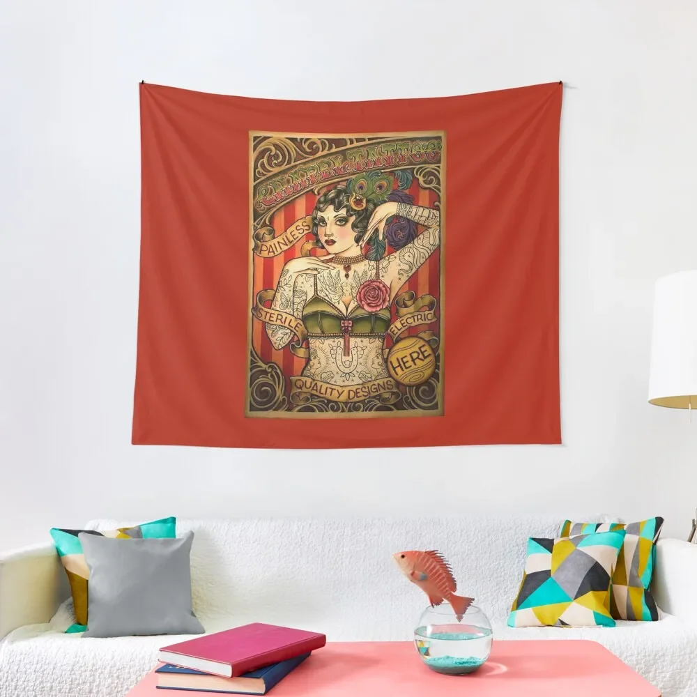 

CHAPEL TATTOO; Vintage Body Advertising Art Tapestry Room Ornaments Wall Art Decoration Home Tapestry