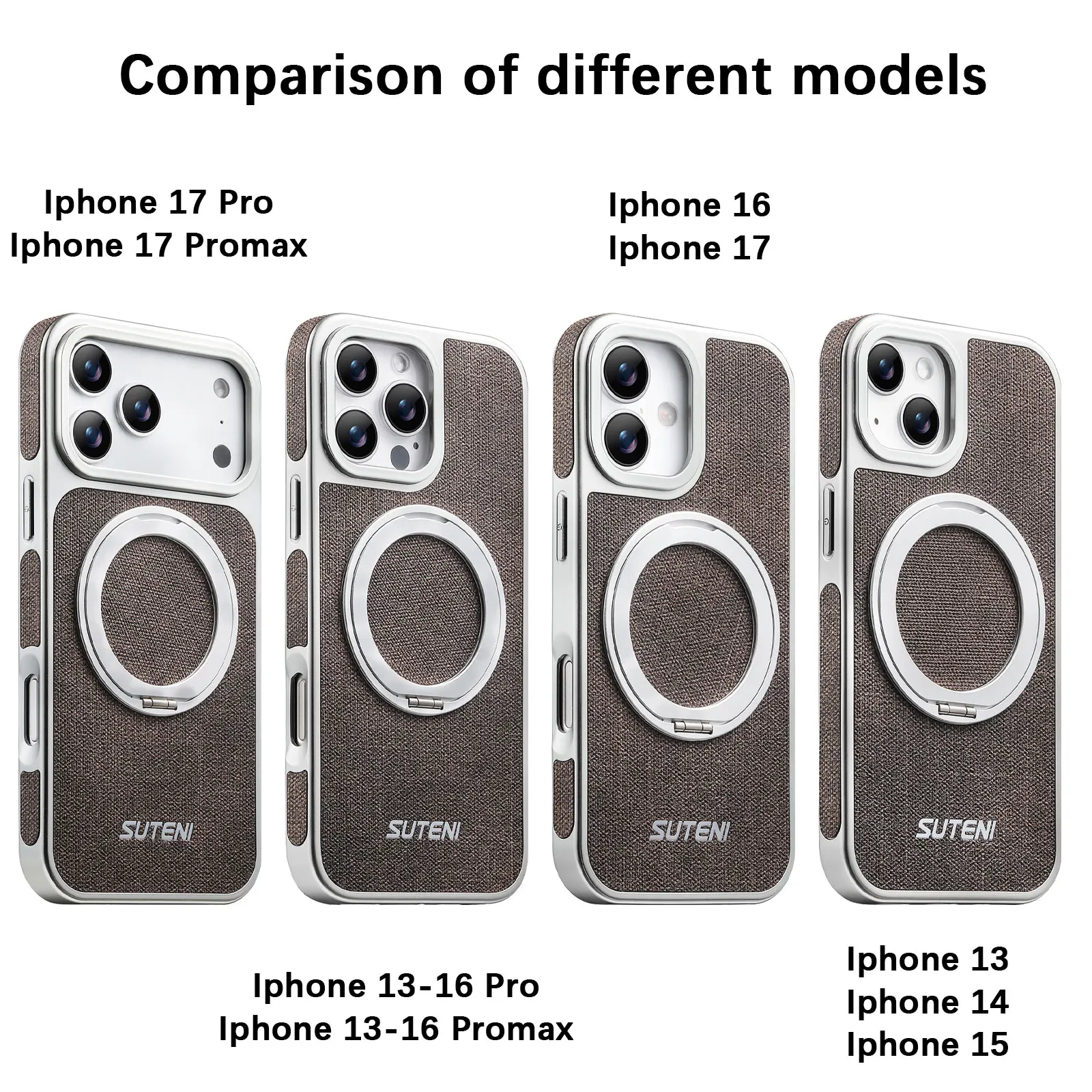 Leather Magnetic Phone Case with 360° Rotating Stand & Wireless Charging Compatibility
