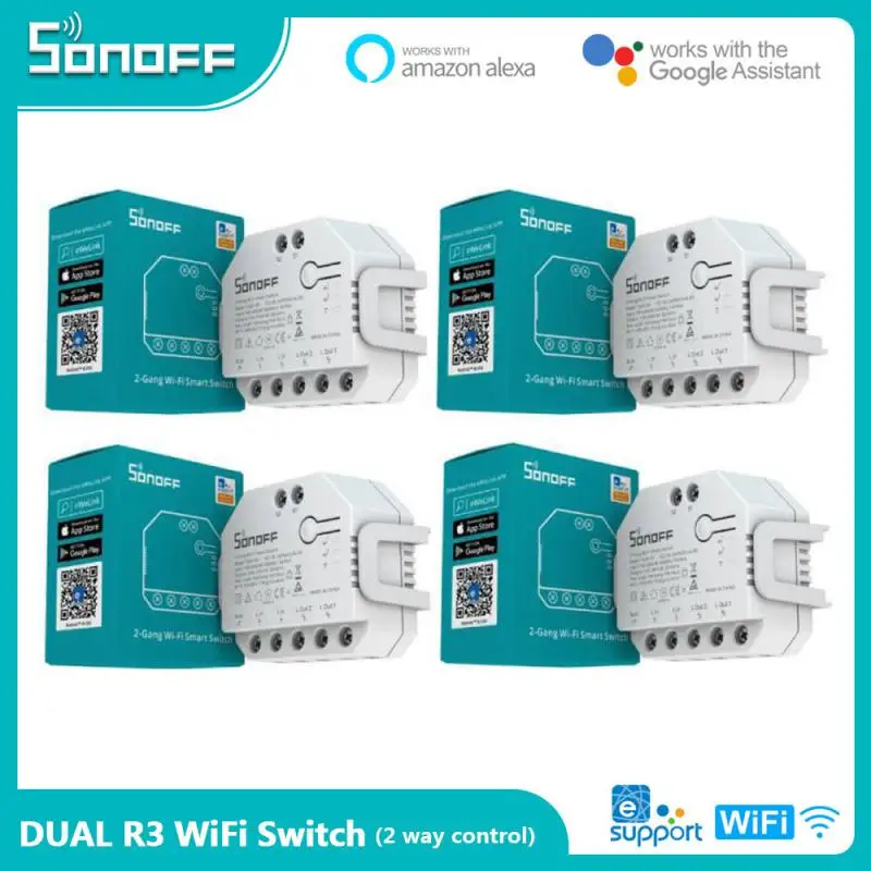 Sonoff Dual R3 Smart Wifi Switch 2 Gang Dual Relay Module Diy Mini Switch Controllo Della Misurazione Dell'Alimentazione Tramite Alexa Google Home Ewe