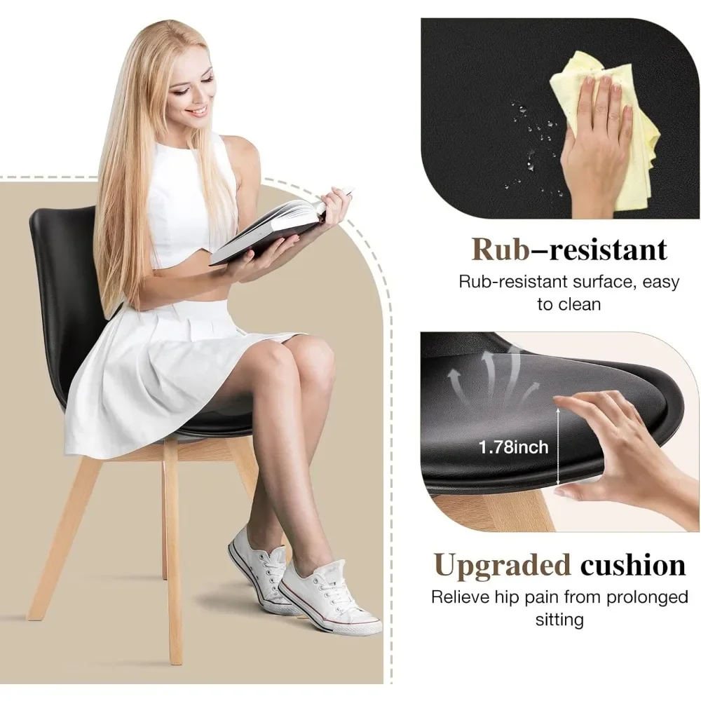 Dining Chair Dining Chairs Set of 4 Mid-Century Modern Dinning Chairs Living Room Bedroom Outdoor Lounge Chair PU Leather Cushion