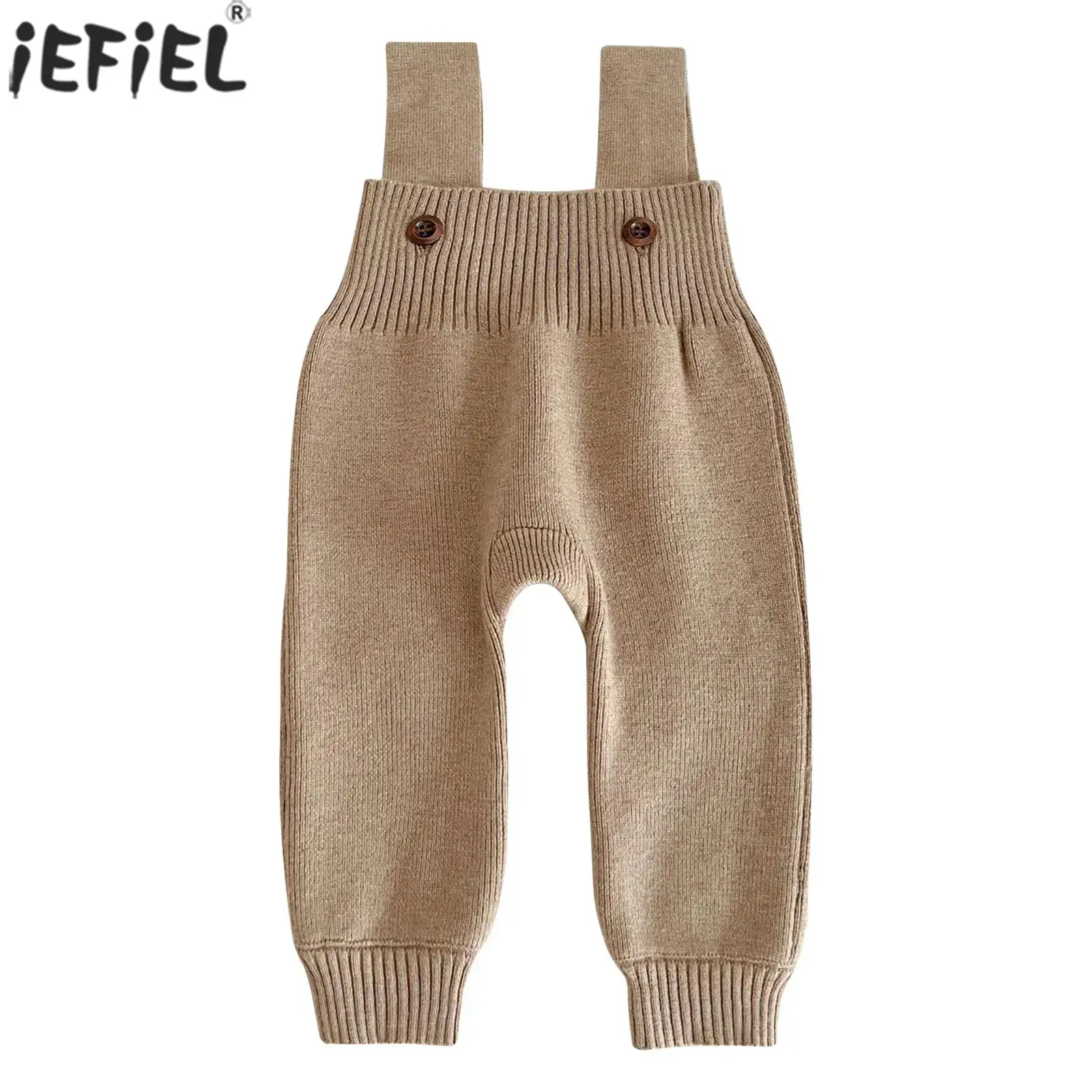 

Newborn Girls Boys Solid Color Stretchy Sweater Suspender Pants Overalls Knitted Romper with Adjustable Braces Casual Clothes