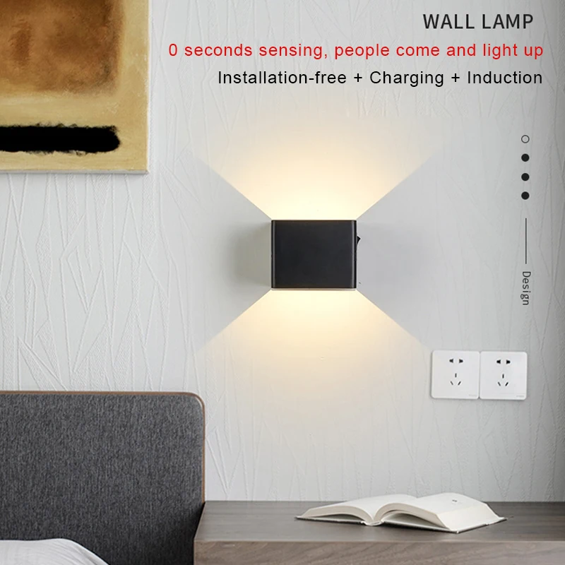 Rechargeable Wall Lamp USB Charging LED Night Light Wall Light Human Motion Sensor Magnetic Rotary Sconce Inddor Lighting
