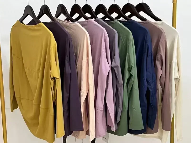 Lemon Women Long Sleeved Loose Breathable T Shirt Sports Flowing Tee Moisture Wicking Athletic Shirts Hem T Shirt Tunic Top